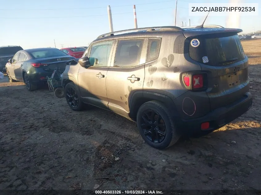 2017 Jeep Renegade Altitude Fwd VIN: ZACCJABB7HPF92534 Lot: 40503326