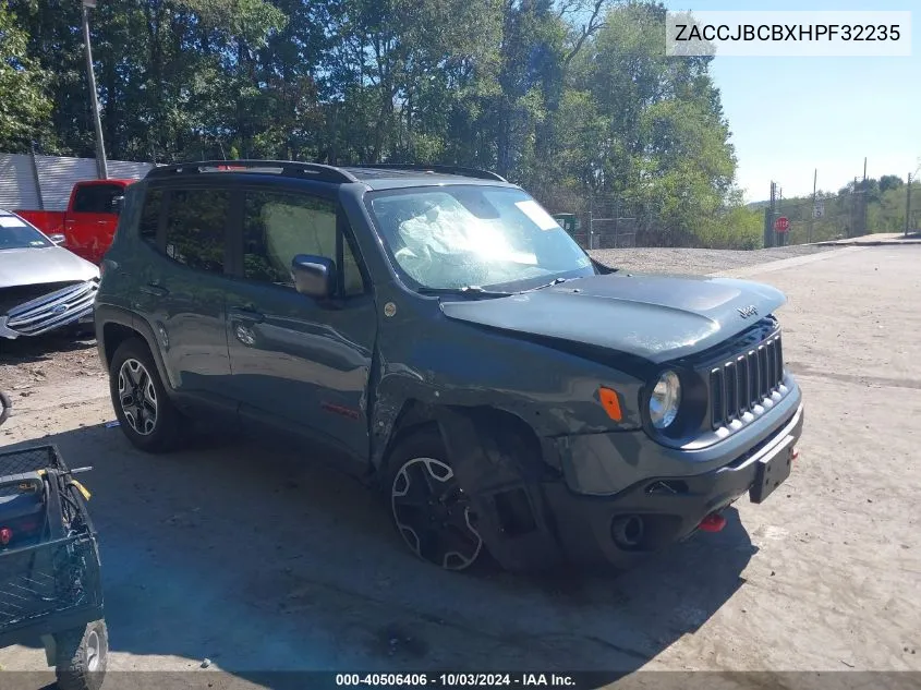 2017 Jeep Renegade Trailhawk 4X4 VIN: ZACCJBCBXHPF32235 Lot: 40506406