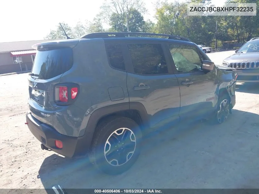 2017 Jeep Renegade Trailhawk 4X4 VIN: ZACCJBCBXHPF32235 Lot: 40506406