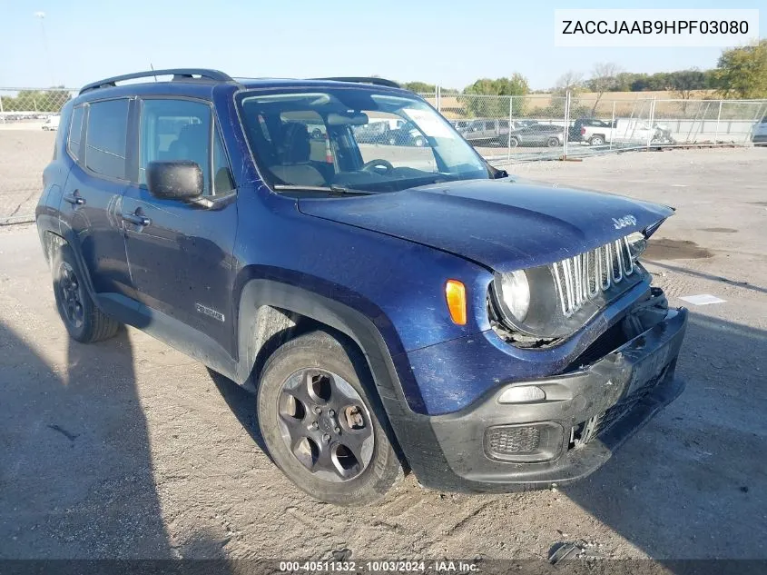 2017 Jeep Renegade Sport Fwd VIN: ZACCJAAB9HPF03080 Lot: 40511332