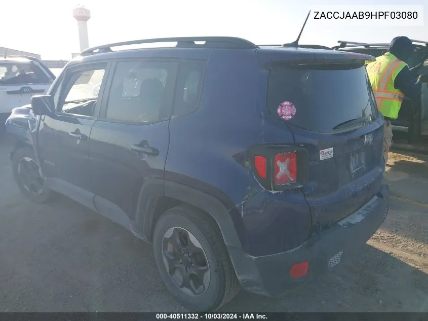 2017 Jeep Renegade Sport Fwd VIN: ZACCJAAB9HPF03080 Lot: 40511332