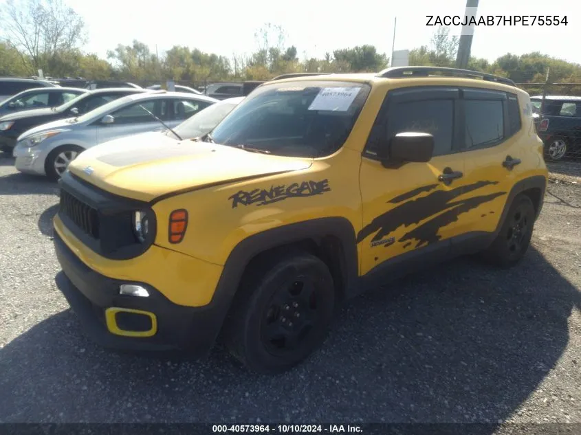 2017 Jeep Renegade Sport Fwd VIN: ZACCJAAB7HPE75554 Lot: 40573964