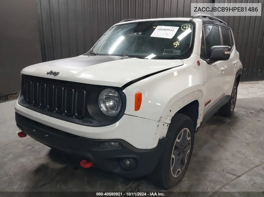 2017 Jeep Renegade Trailhawk 4X4 VIN: ZACCJBCB9HPE81486 Lot: 40580921