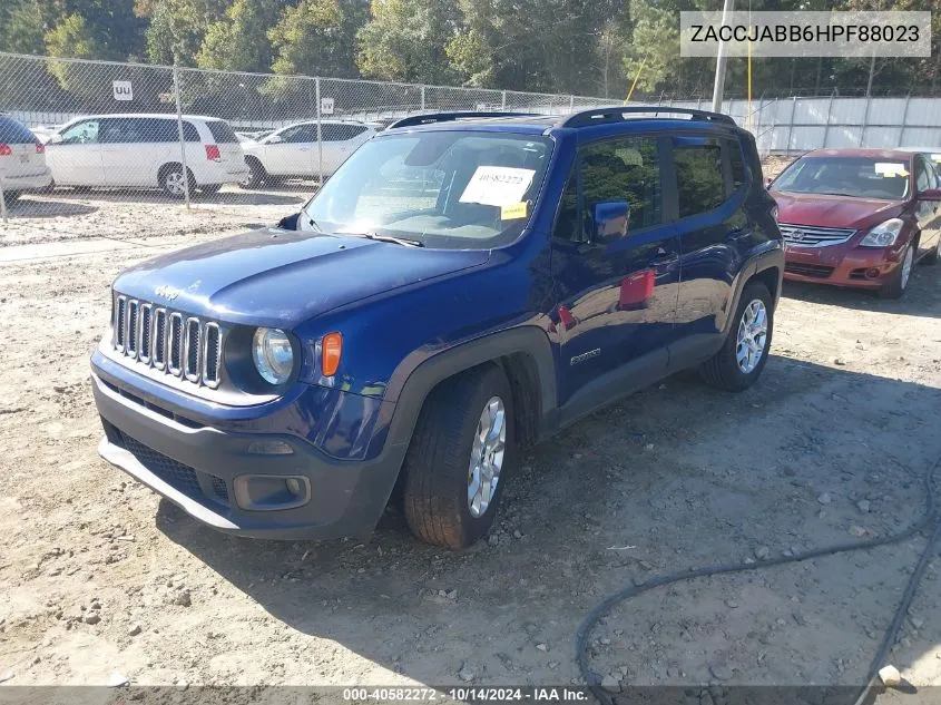 2017 Jeep Renegade Latitude Fwd VIN: ZACCJABB6HPF88023 Lot: 40582272