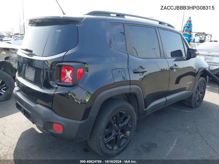 2017 Jeep Renegade Altitude 4X4 VIN: ZACCJBBB3HPG08315 Lot: 40624769