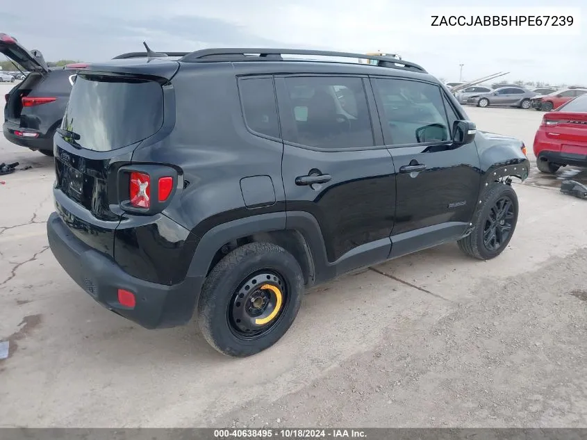 2017 Jeep Renegade Altitude Fwd VIN: ZACCJABB5HPE67239 Lot: 40638495