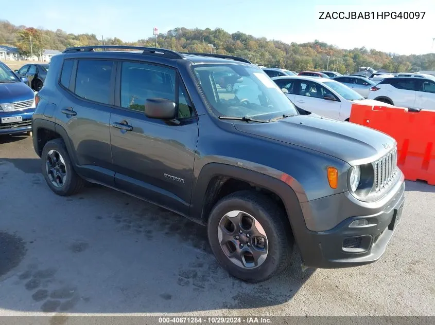 2017 Jeep Renegade Sport 4X4 VIN: ZACCJBAB1HPG40097 Lot: 40671284