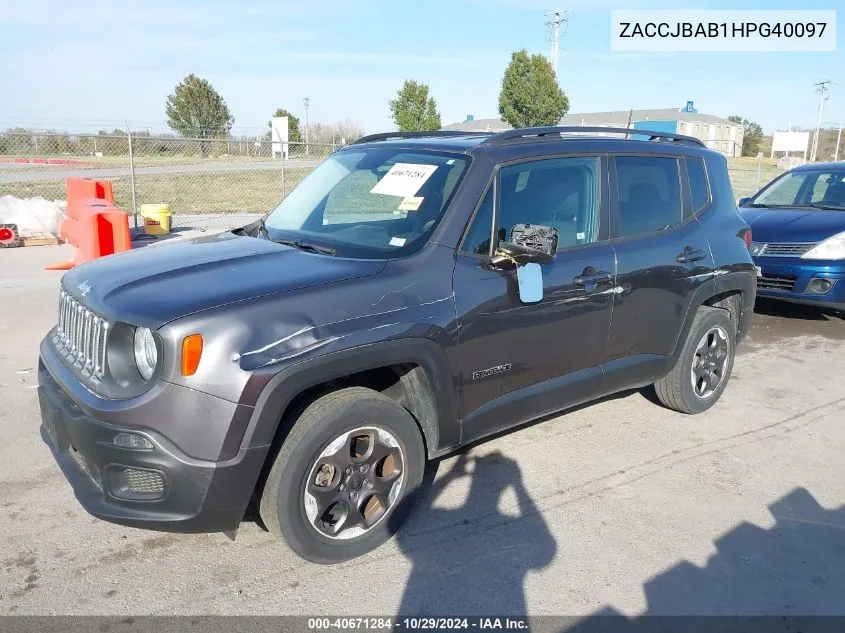 2017 Jeep Renegade Sport 4X4 VIN: ZACCJBAB1HPG40097 Lot: 40671284