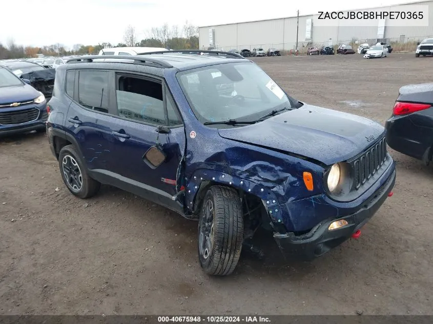 2017 Jeep Renegade Trailhawk 4X4 VIN: ZACCJBCB8HPE70365 Lot: 40675948