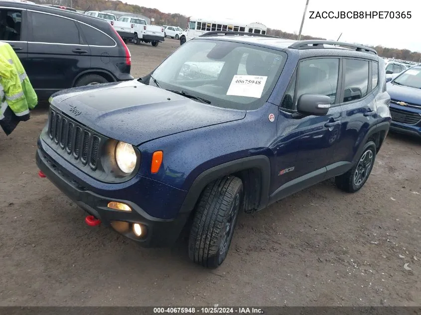 2017 Jeep Renegade Trailhawk 4X4 VIN: ZACCJBCB8HPE70365 Lot: 40675948