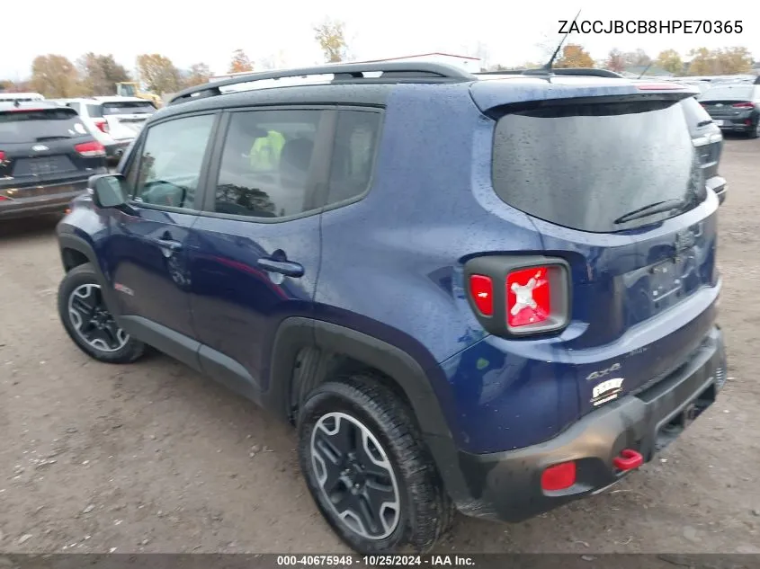 2017 Jeep Renegade Trailhawk 4X4 VIN: ZACCJBCB8HPE70365 Lot: 40675948