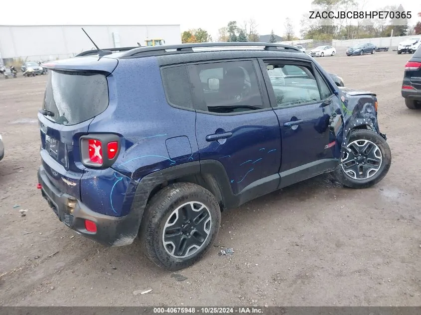 2017 Jeep Renegade Trailhawk 4X4 VIN: ZACCJBCB8HPE70365 Lot: 40675948