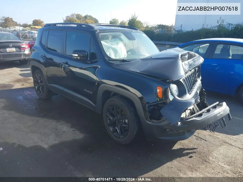 2017 Jeep Renegade Altitude Fwd VIN: ZACCJABB2HPG07618 Lot: 40701471