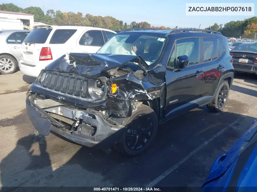 2017 Jeep Renegade Altitude Fwd VIN: ZACCJABB2HPG07618 Lot: 40701471