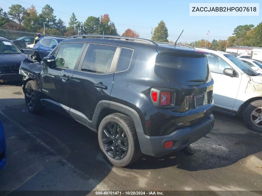 2017 Jeep Renegade Altitude Fwd VIN: ZACCJABB2HPG07618 Lot: 40701471