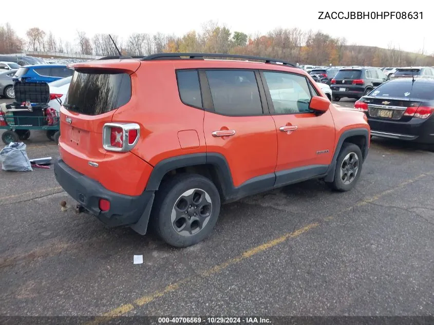 2017 Jeep Renegade Latitude 4X4 VIN: ZACCJBBH0HPF08631 Lot: 40706569