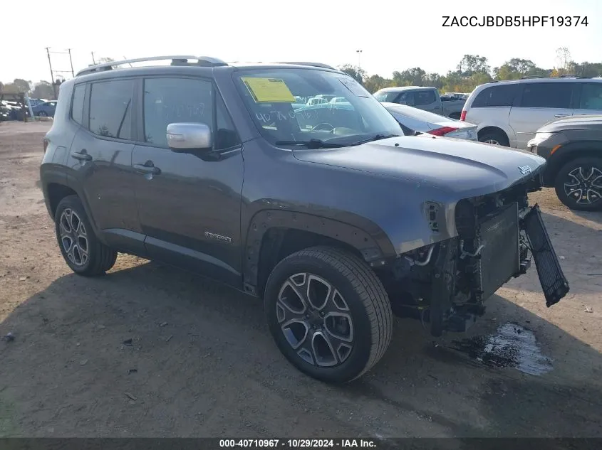 ZACCJBDB5HPF19374 2017 Jeep Renegade Limited 4X4