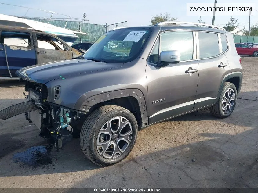 ZACCJBDB5HPF19374 2017 Jeep Renegade Limited 4X4