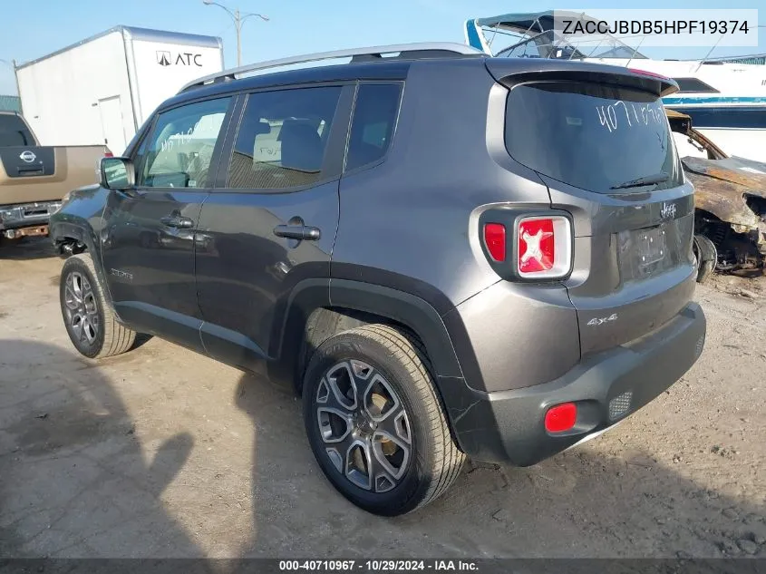 ZACCJBDB5HPF19374 2017 Jeep Renegade Limited 4X4