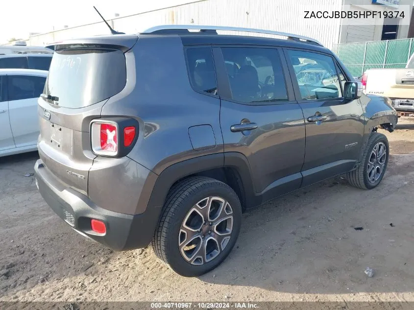 ZACCJBDB5HPF19374 2017 Jeep Renegade Limited 4X4