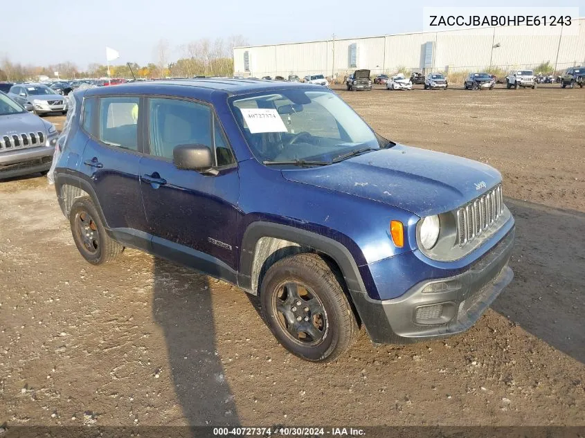 2017 Jeep Renegade Sport 4X4 VIN: ZACCJBAB0HPE61243 Lot: 40727374