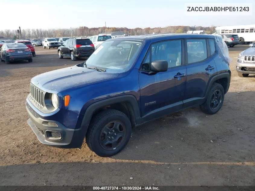 2017 Jeep Renegade Sport 4X4 VIN: ZACCJBAB0HPE61243 Lot: 40727374