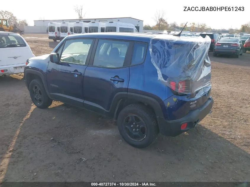 2017 Jeep Renegade Sport 4X4 VIN: ZACCJBAB0HPE61243 Lot: 40727374