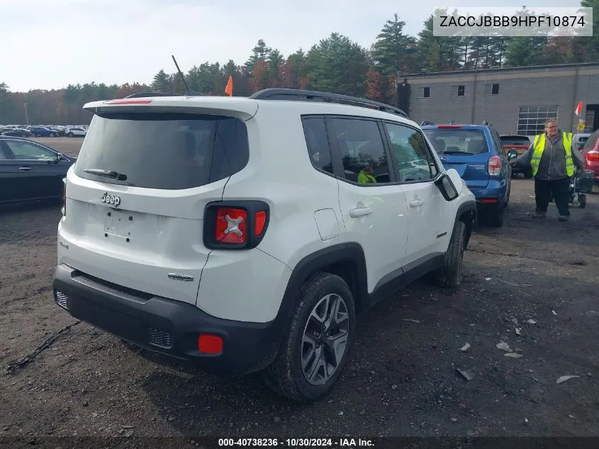 2017 Jeep Renegade Latitude 4X4 VIN: ZACCJBBB9HPF10874 Lot: 40738236