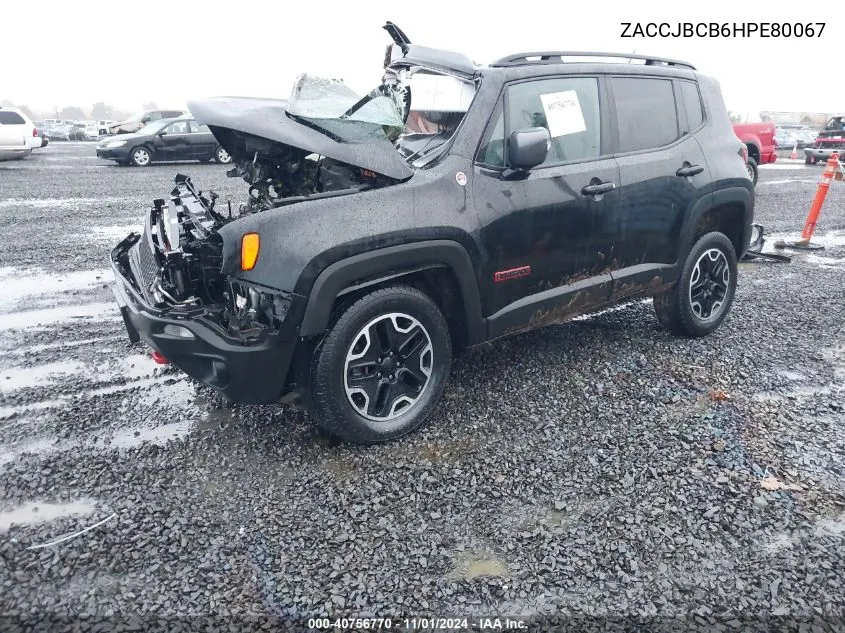 2017 Jeep Renegade Trailhawk 4X4 VIN: ZACCJBCB6HPE80067 Lot: 40756770