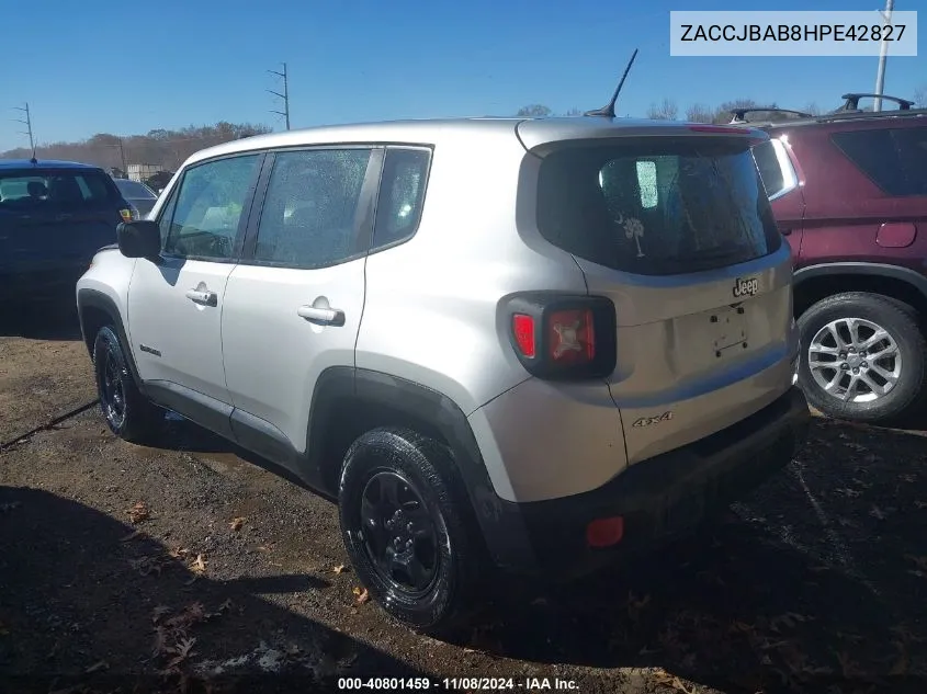 2017 Jeep Renegade Sport 4X4 VIN: ZACCJBAB8HPE42827 Lot: 40801459