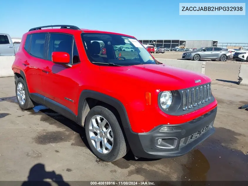 2017 Jeep Renegade Latitude Fwd VIN: ZACCJABB2HPG32938 Lot: 40818916