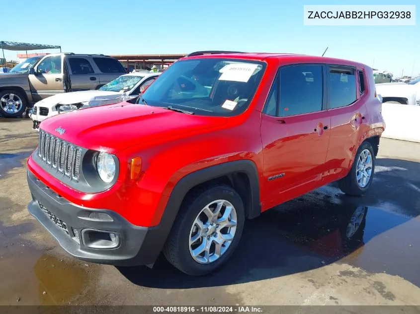 2017 Jeep Renegade Latitude Fwd VIN: ZACCJABB2HPG32938 Lot: 40818916