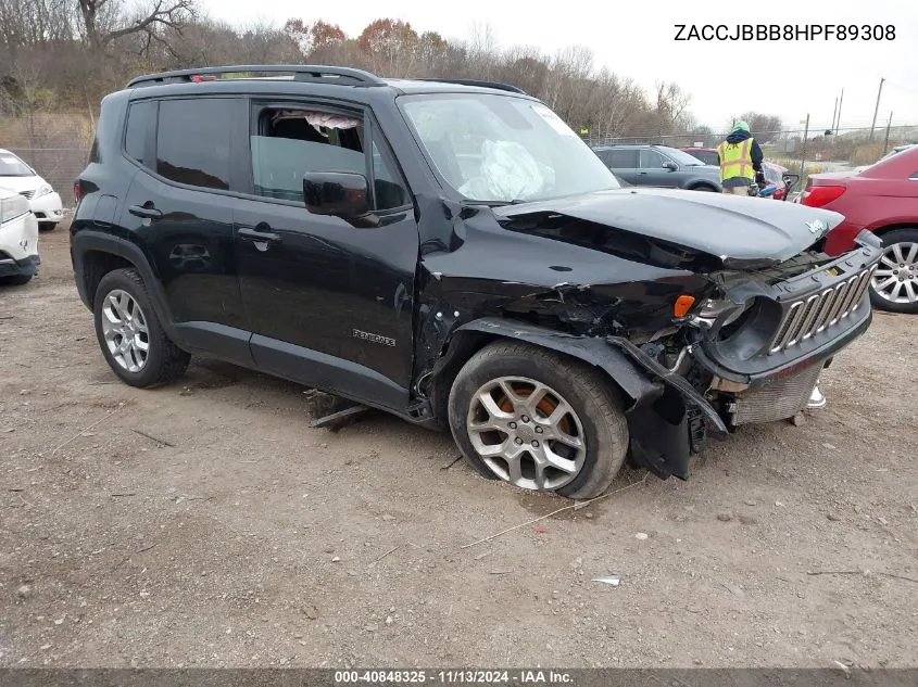 2017 Jeep Renegade Latitude 4X4 VIN: ZACCJBBB8HPF89308 Lot: 40848325