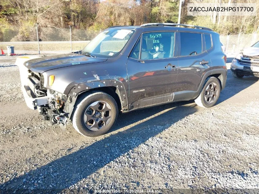 2017 Jeep Renegade Sport Fwd VIN: ZACCJAAB2HPG17700 Lot: 40901058