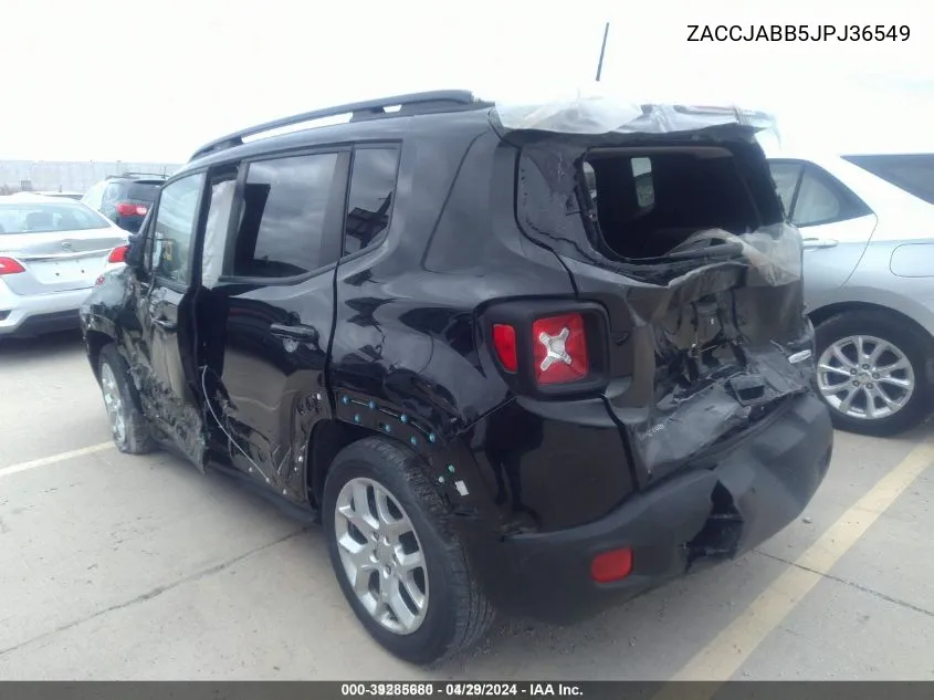 2018 Jeep Renegade Latitude Fwd VIN: ZACCJABB5JPJ36549 Lot: 39285680