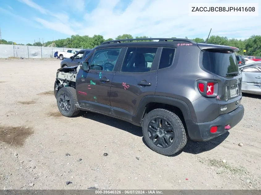 2018 Jeep Renegade Trailhawk 4X4 VIN: ZACCJBCB8JPH41608 Lot: 39546326