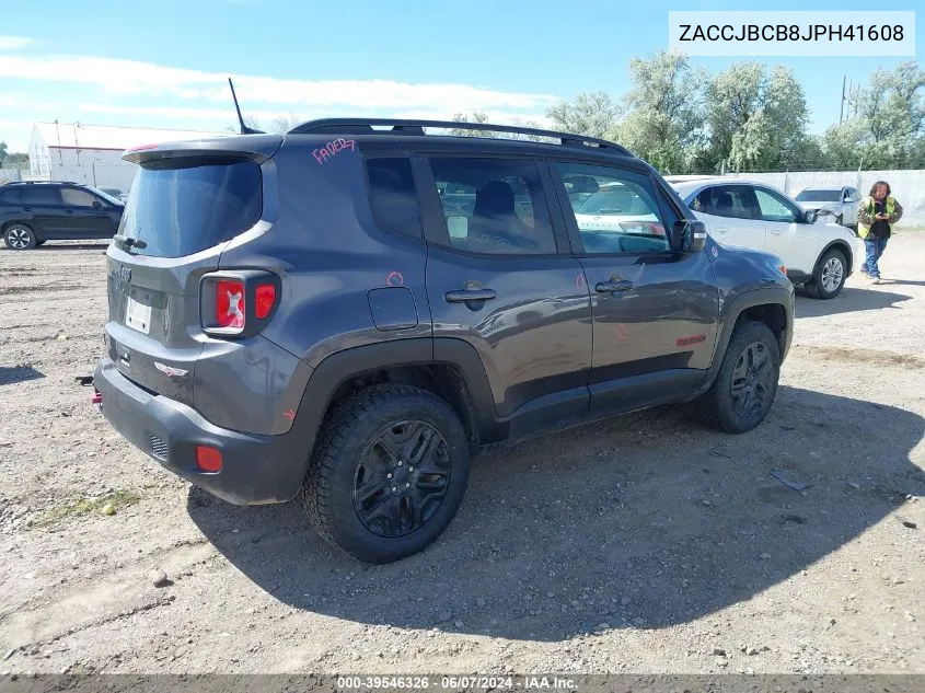 2018 Jeep Renegade Trailhawk 4X4 VIN: ZACCJBCB8JPH41608 Lot: 39546326