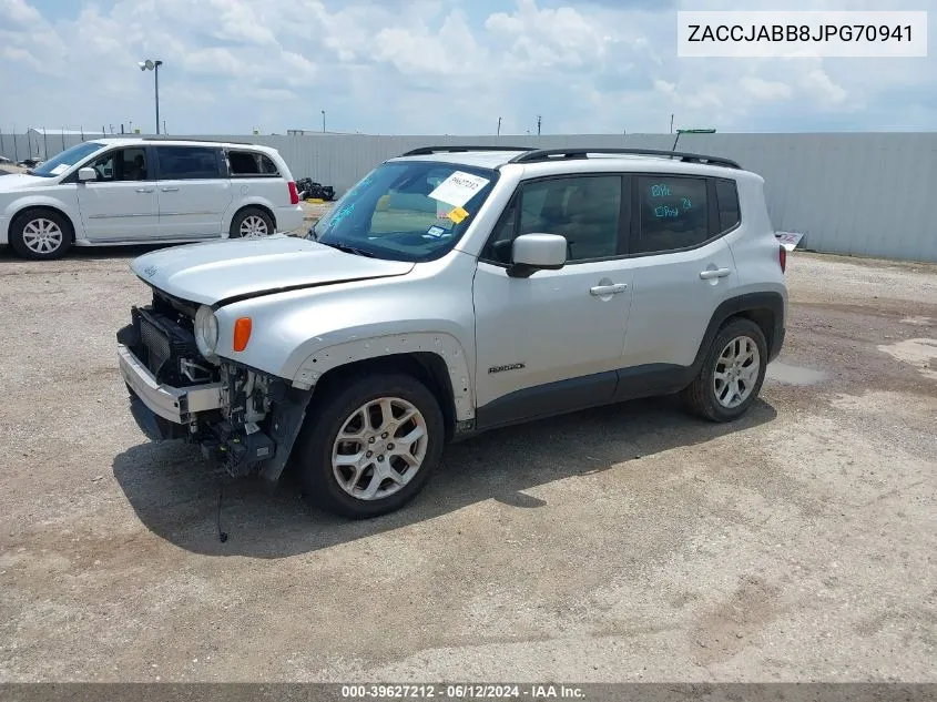 2018 Jeep Renegade Latitude Fwd VIN: ZACCJABB8JPG70941 Lot: 39627212