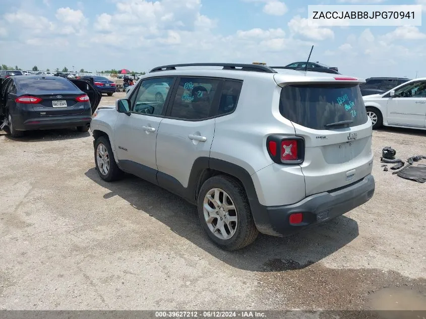 2018 Jeep Renegade Latitude Fwd VIN: ZACCJABB8JPG70941 Lot: 39627212