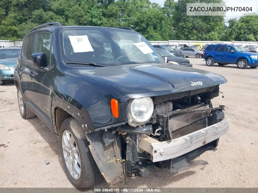 2018 Jeep Renegade Latitude Fwd VIN: ZACCJABB0JPH70404 Lot: 39645191