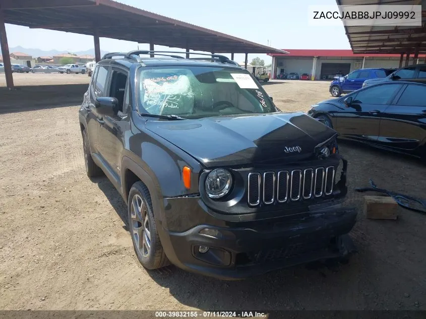 2018 Jeep Renegade Latitude Fwd VIN: ZACCJABB8JPJ09992 Lot: 39832155