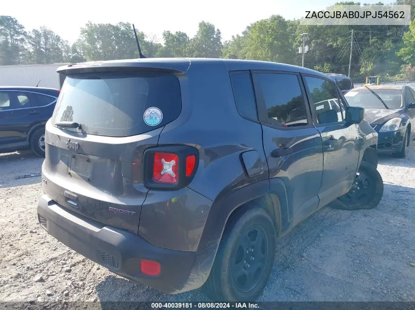 ZACCJBAB0JPJ54562 2018 Jeep Renegade Sport 4X4