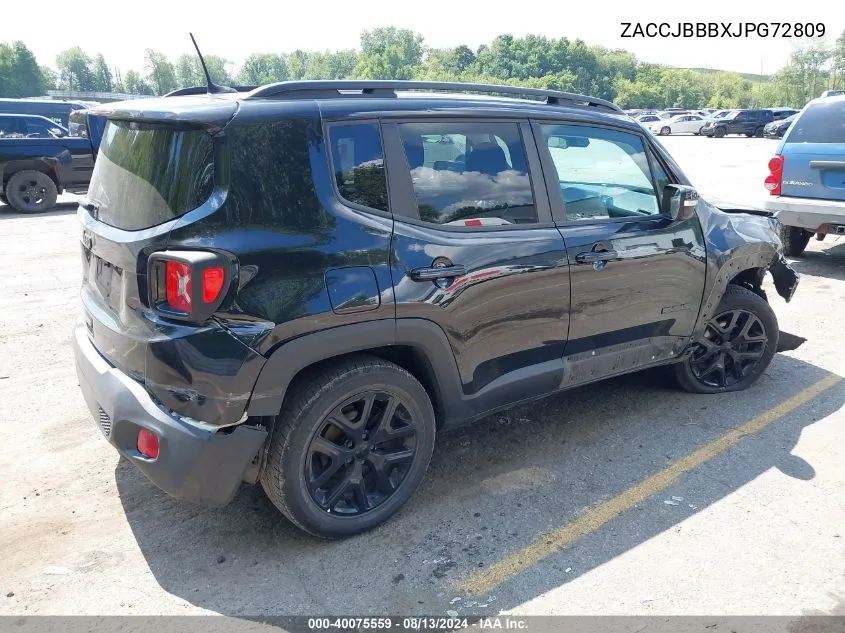 2018 Jeep Renegade Altitude 4X4 VIN: ZACCJBBBXJPG72809 Lot: 40075559