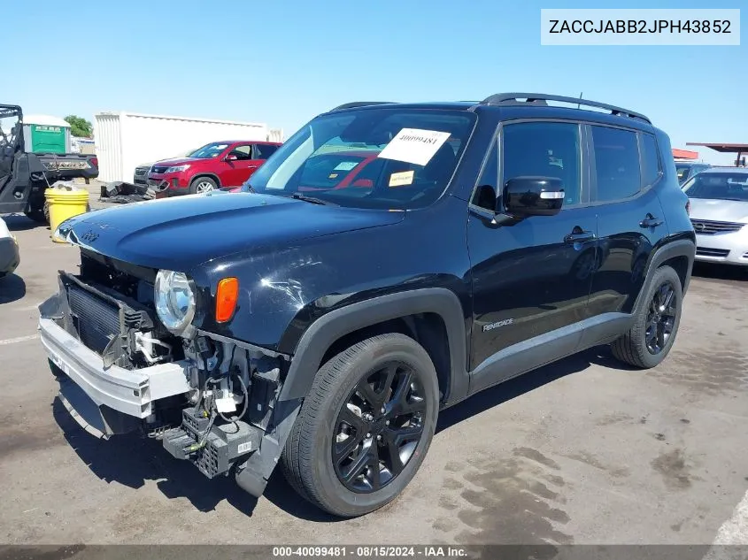 2018 Jeep Renegade Altitude Fwd VIN: ZACCJABB2JPH43852 Lot: 40099481