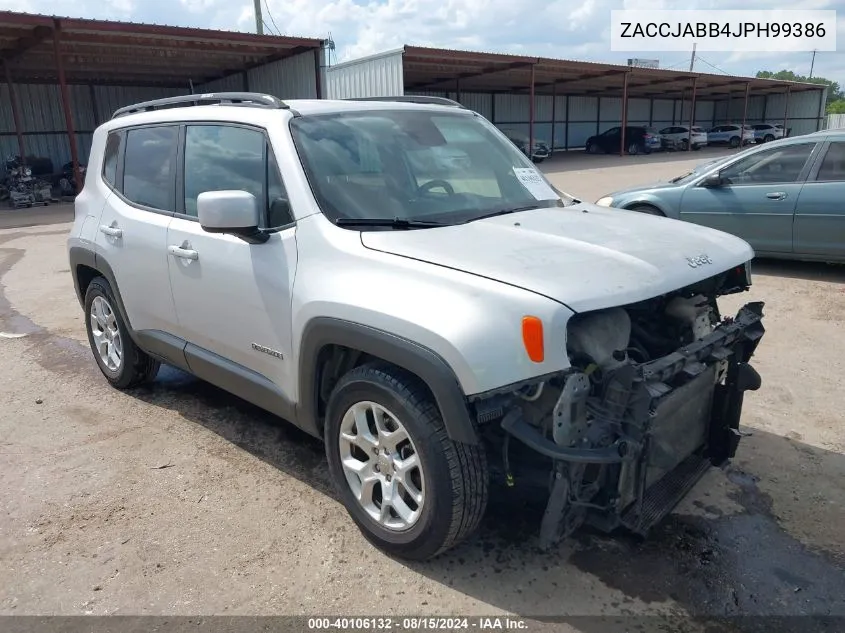 2018 Jeep Renegade Latitude Fwd VIN: ZACCJABB4JPH99386 Lot: 40106132