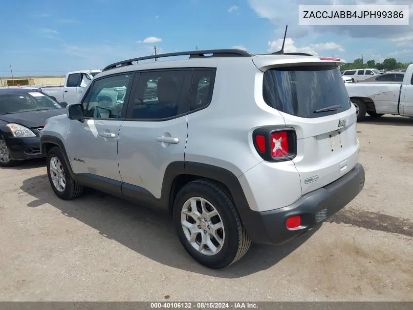 2018 Jeep Renegade Latitude Fwd VIN: ZACCJABB4JPH99386 Lot: 40106132