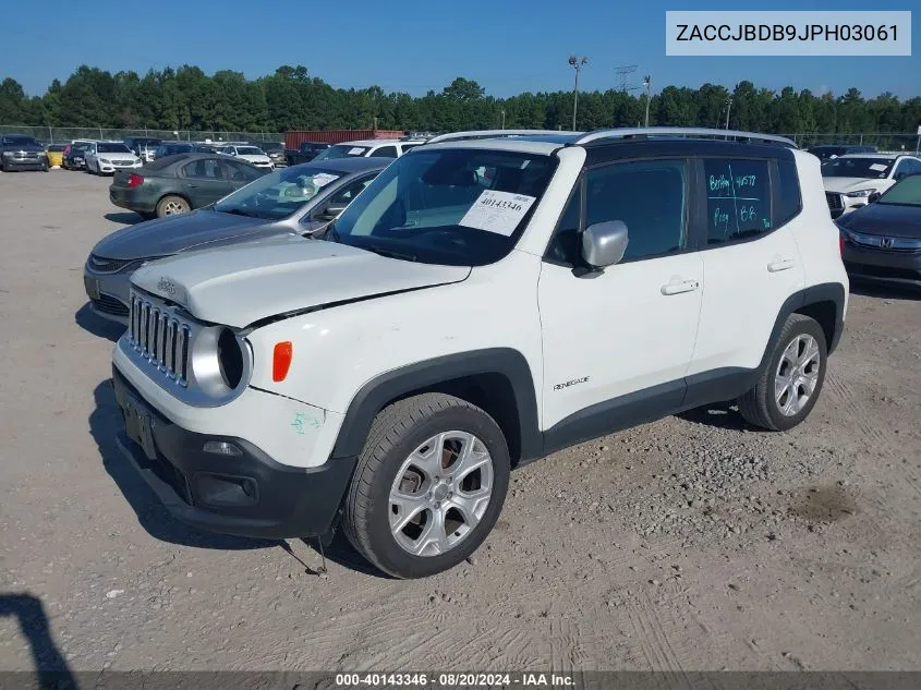 2018 Jeep Renegade Limited VIN: ZACCJBDB9JPH03061 Lot: 40143346