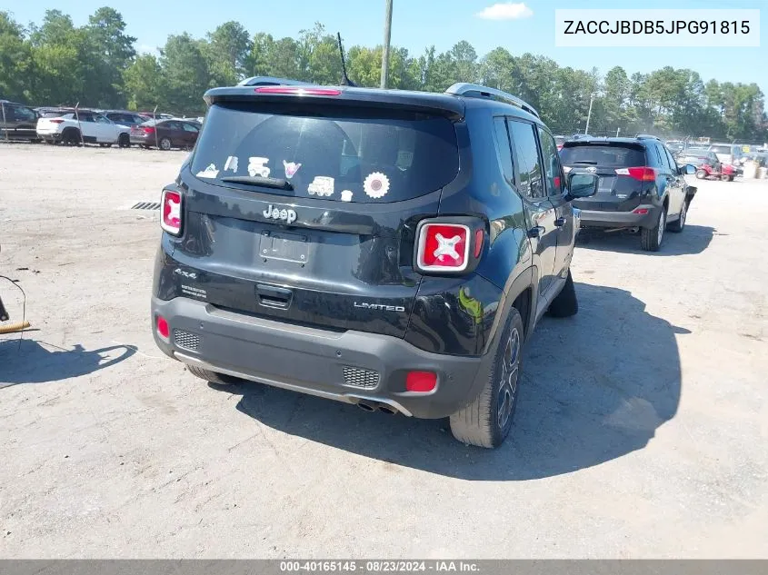 2018 Jeep Renegade Limited 4X4 VIN: ZACCJBDB5JPG91815 Lot: 40165145