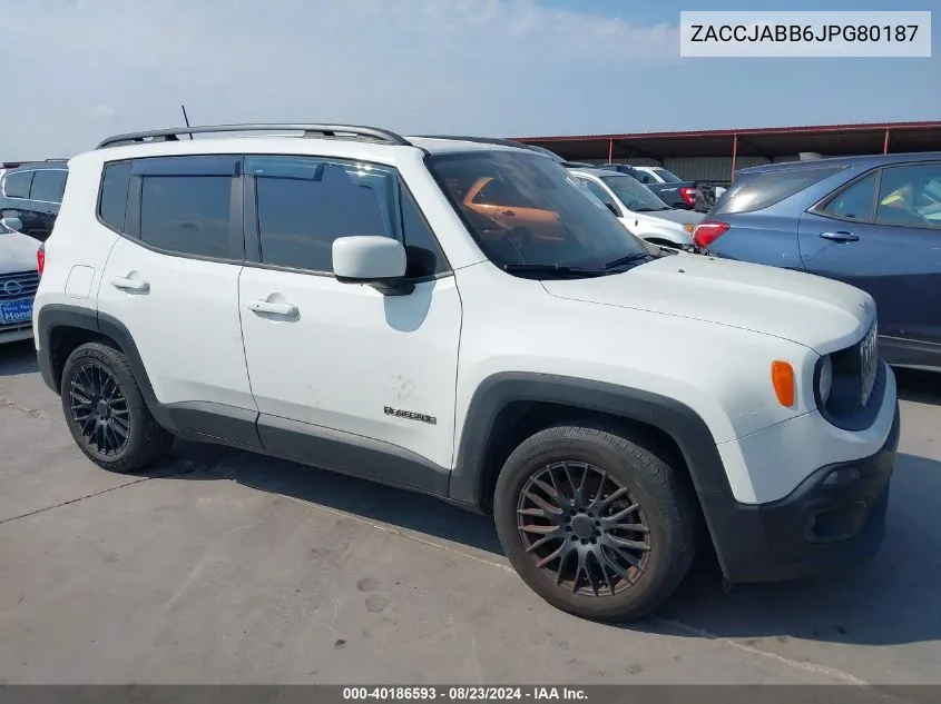 2018 Jeep Renegade Latitude Fwd VIN: ZACCJABB6JPG80187 Lot: 40186593