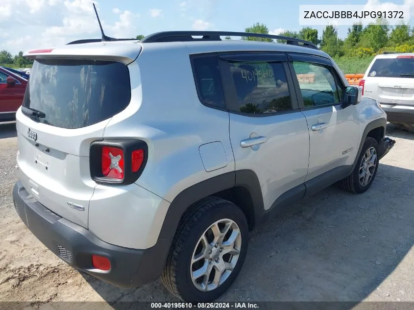 2018 Jeep Renegade Latitude 4X4 VIN: ZACCJBBB4JPG91372 Lot: 40195610